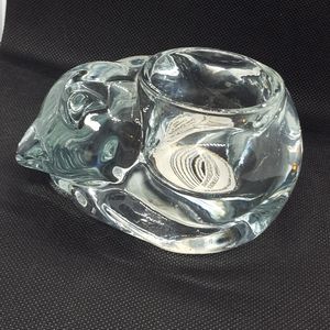 Indiana Glass Sleeping Cat Votive Candkeholder